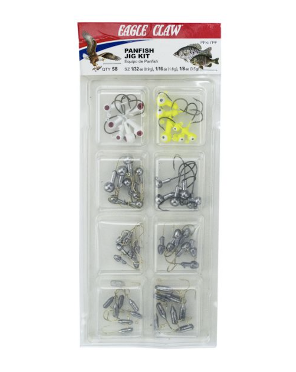 Eagle Claw PFKITPF Panfish Assorted Jig Head Kit, 58 Durable Pieces