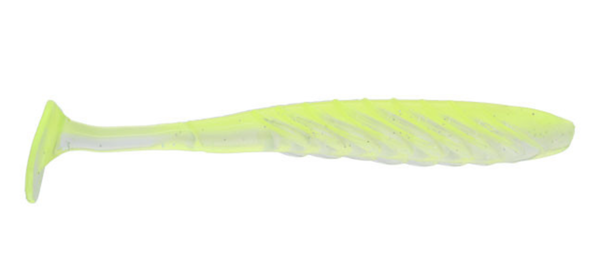 YUM PULSE 4" CHARTREUSE CLEAR SHAD 8CT                     